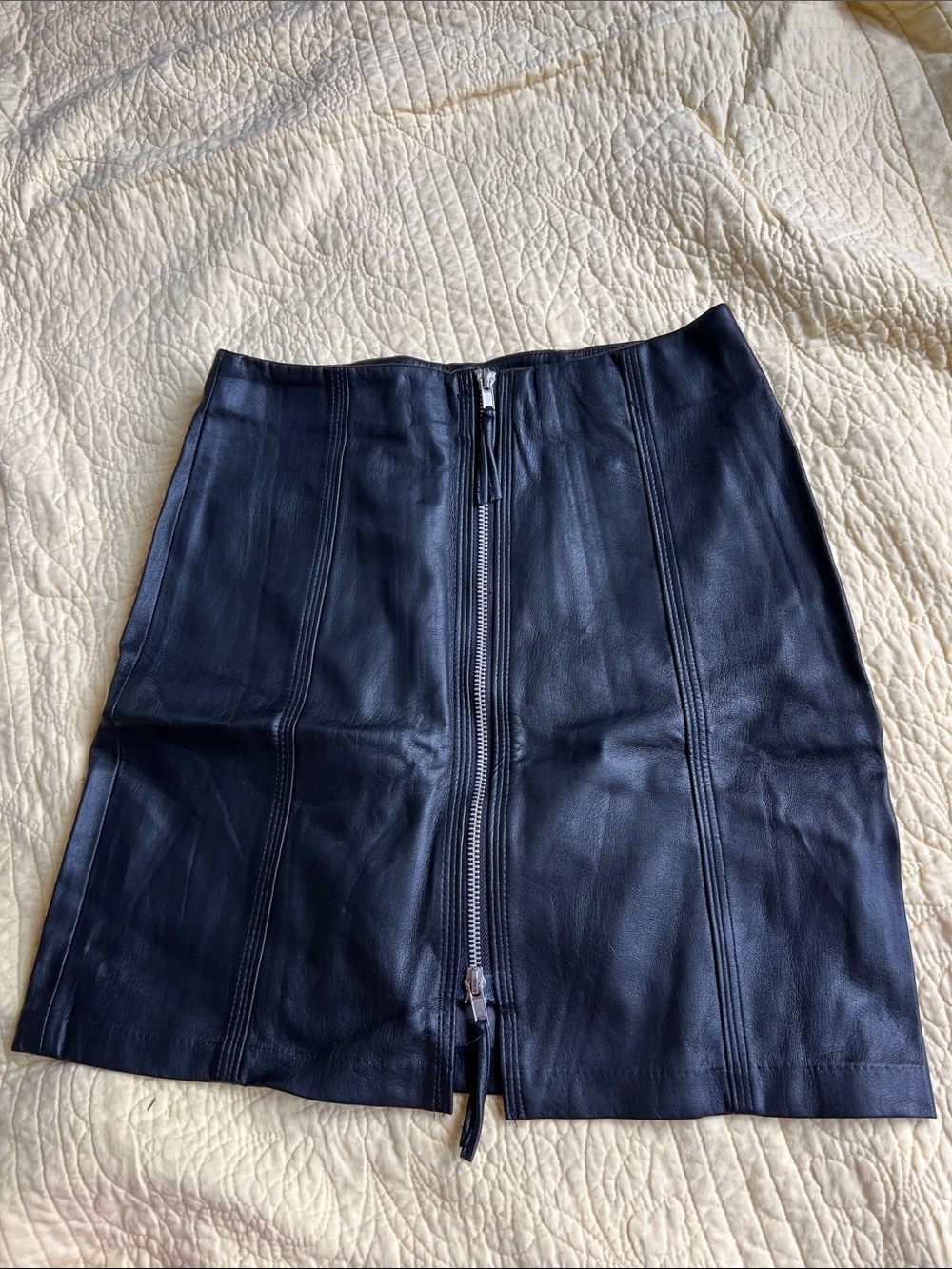 H&M Faux Leather Zip Front Mini Skirt